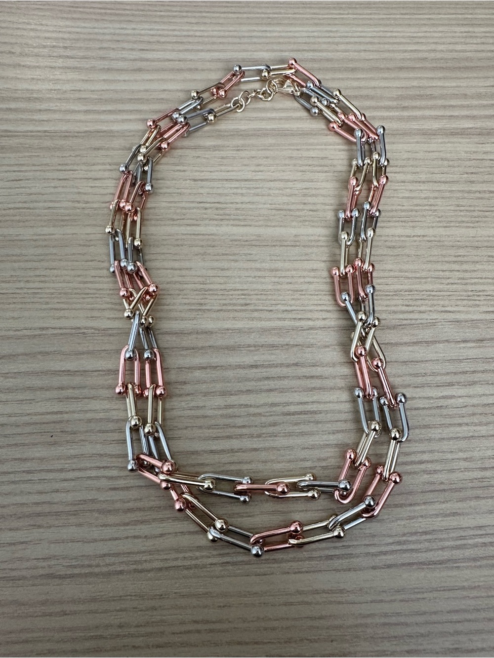 Tri tone Hardware Long Necklace